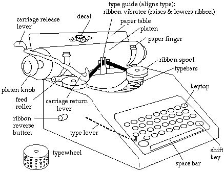 terms    find handy  describing  basic parts   typewriter