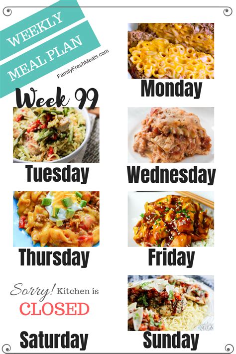 weekly menu weekly dinner menu week meal plan meals wwwvrogueco