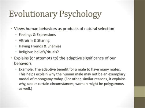 Ppt Evolutionary Psychology Of Sex And Behavior A Very Brief