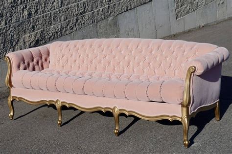 vintage sofa couch tufted pink velvet upcycled refinished