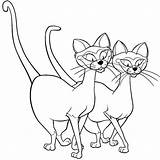 Siamese Coloring Cat Tramp Lady Cats Pages Disney Printable Stagecoach Color Getdrawings Sheets Getcolorings Kittens sketch template