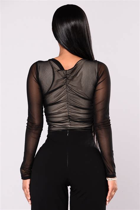 saphire mesh bodysuit black