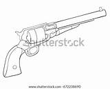 Colt Revolver Coloring Gun Line Peacemaker West Wild Illustration Adult Book Style Shutterstock Vector sketch template