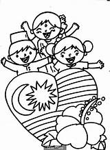 Colouring Kemerdekaan Poster Coloring Pages Bulan Colour Kids Cute Collection Color Preschool sketch template