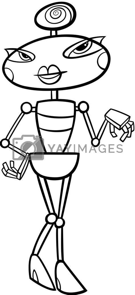 female robot cartoon  coloring  izakowski vectors illustrations