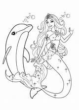 Coloring Pages Dolphin Mermaid Popular Barbie sketch template