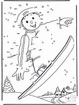 Snowboard Dot Dots Zahlen Malen Cijfertekening Snowboarding Puzzles Snowboarden Kolorowanki Relier Disegna Seguendo Numeri Slalom Sfr Olympiques Nukleuren Ausmalbild Olympique sketch template