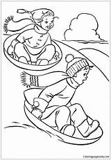 Winter Coloring Pages Having Fun Kids Dog Sled Print Color Template sketch template