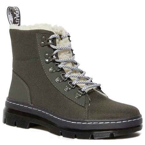 dr martens combs womens faux fur lined ankle boots gunmetal grey