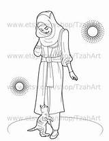 Coloring Pages Muslim Muslimah Book Hijabi Islamic Cartoon Colouring Kids Etsy Ramadan Islam Color Digital Getcolorings Unavailable Item Muslims Getdrawings sketch template