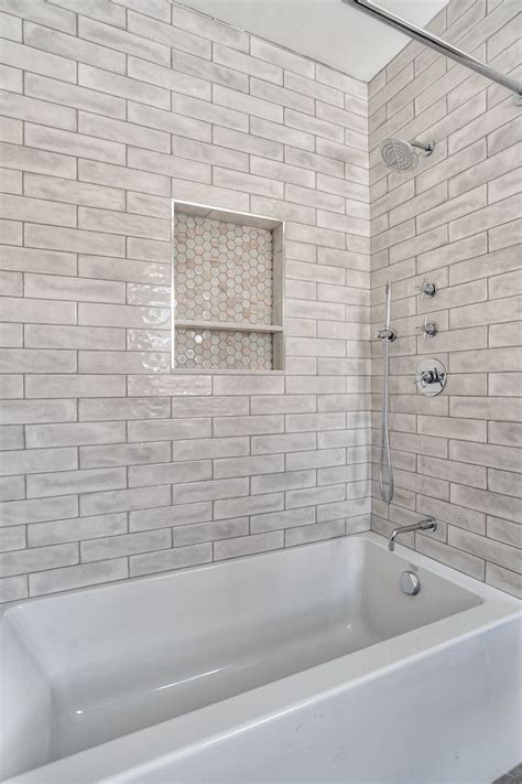 Bathtub Shower Combo With Tiled Niche Modern Bathroom New York