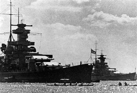 german battleships scharnhorst  gneisenau  anchor  summer  rwwiipics
