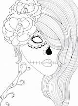 Girl Skull Drawing Coloring Skulls Cool Girly Sugar Pages Keywords Suggestions Related Getdrawings Girls sketch template