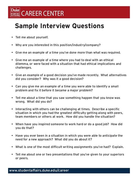 sample interview questions sample interview questions job interview