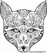 Coloring Skull Sugar Cat Pages Advanced Printable sketch template
