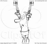 Prisoner Chains Outlined Suspended Male Illustration Royalty Clipart Toonaday Vector Background sketch template