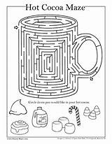 Maze Winter Mazes Activity Hot Chocolate Pages Theme Snow Large Brainymaze sketch template