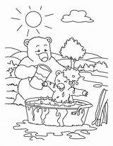 Coloring Bear Pages Baby Child Kids Bathe Mother Hunting Visit Bathing Enjoying sketch template