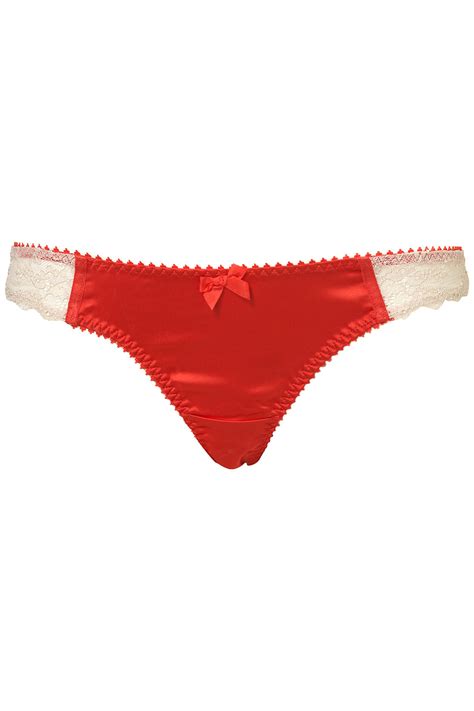 Topshop Red Satin Thong In Red Lyst
