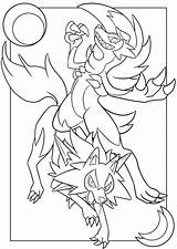 Lycanroc Solgaleo Rockruff Wolwerock Coloringhome Youngandtae Midday sketch template