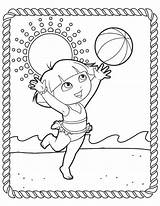 Dora Coloring Pages Beach Printables Fun Having Ball Doratheexplorertvshow sketch template