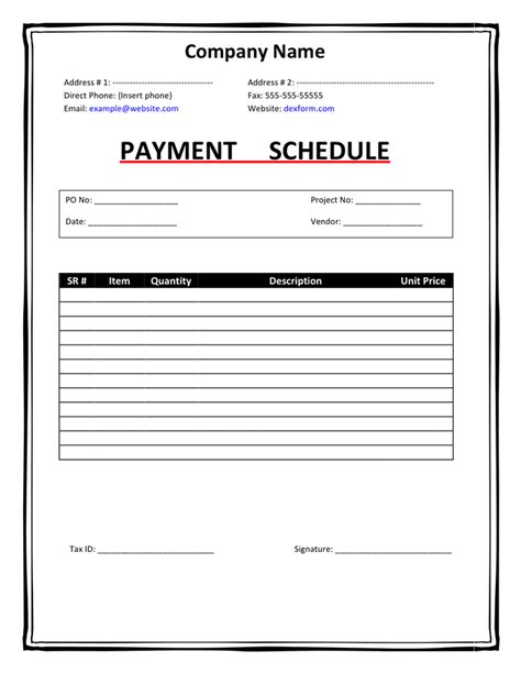 payment form template
