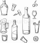 Bottle Sketch Whiskey Wine Bottles Colouring Template Cocktails Paintingvalley Beer Alcohol Sketches Liquor Drinks sketch template