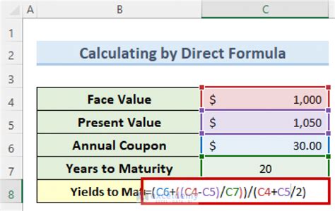 yield  maturity calculator  excel exceldemy