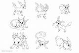 Eevee Pokemon Coloring Evolutions Pages Printable Color Print Kids sketch template