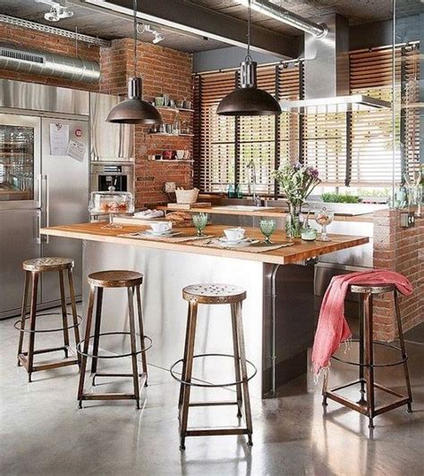 create  industrial themed kitchen space