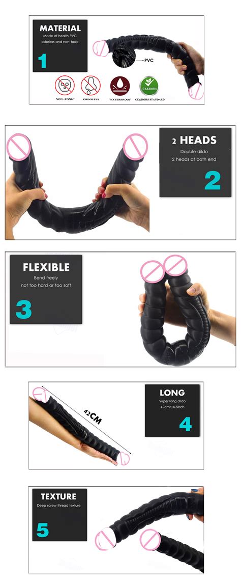 42cm ribbed huge double dong double penetration sex toy