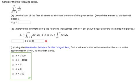 Solved Consider The The Following Series Infinity Sigma N