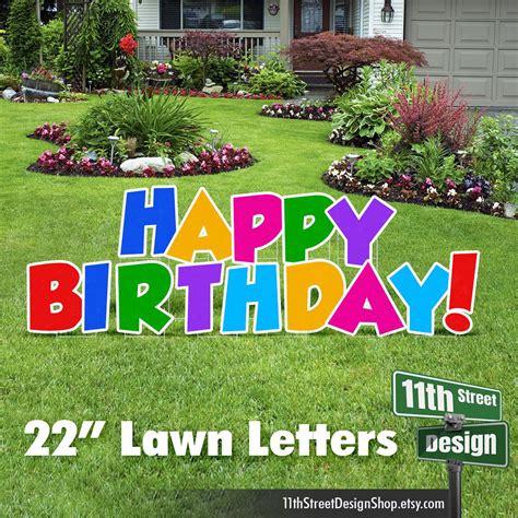 multi color happy birthday yard signs outdoor etsy