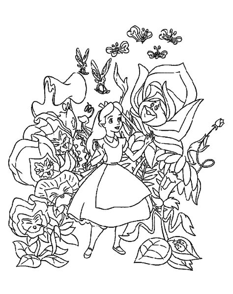 printable alice  wonderland coloring pages  kids