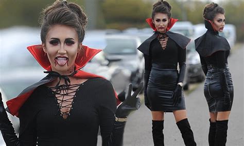 megan mckenna films towie halloween special in sexy leather skirt and