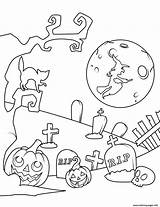 Halloween Coloring Jack Cemetery Lanterns Pages Printable Print sketch template