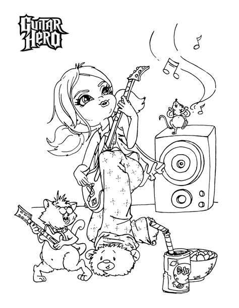 guitar hero  jadedragonne  deviantart cute coloring pages girl