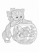 Pages Coloring Kitten Adults Zentangle Printable Adult Bright Teens Colors Favorite Color Choose sketch template