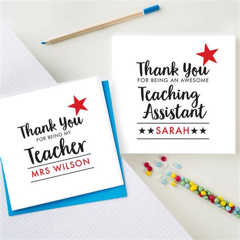 Thank You Teacher Cards By Quirky Chocolate
