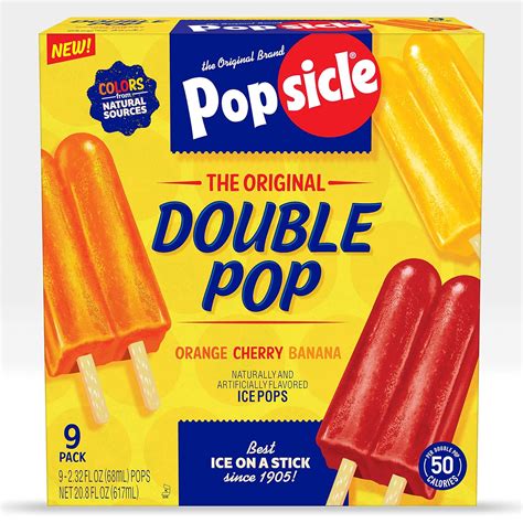 popsicle  original double pop ice pop orange cherry banana  count