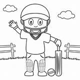 Cricket Pages Coloring Colouring Printable Helmet Batsman Wearing sketch template