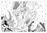 Coloring Pages Aquarius Water Adults Valentin Worlds Adult Sea Verseau Print Color Fishes Little Zentangle Horse Par sketch template