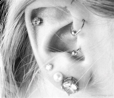 anti helixhelixtragus  triple lobe piercing