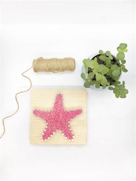 pink beaded starfish    spool  thread   plant