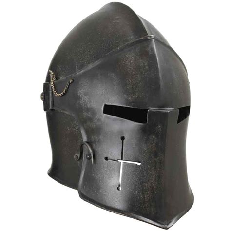 epic dark visored barbuta helmet mci  medieval collectibles
