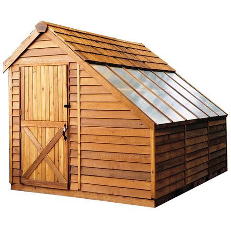 shop cedarshed sunhouse lean  cedar wood storage shed common  ft   ft interior