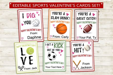 sports printable valentines day cards instant  etsy