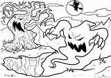 Coloring Ghost Scary Brujas Haunted sketch template