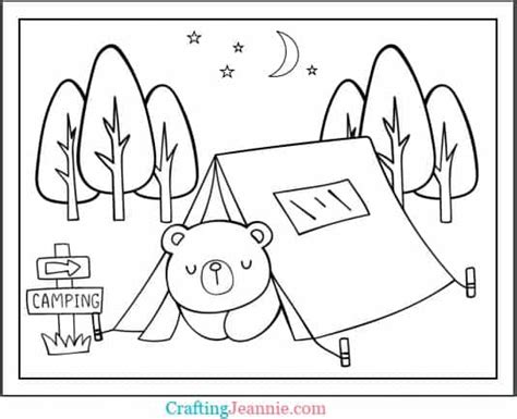 camping coloring pages  printable crafting jeannie