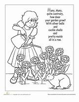 Nursery Rhyme Preschool Mary Contrary Quite Coloring Worksheets Rhymes Worksheet Education Lyrics Songs Summer Colouring Activities Fairy Crafts Pages Toddler sketch template
